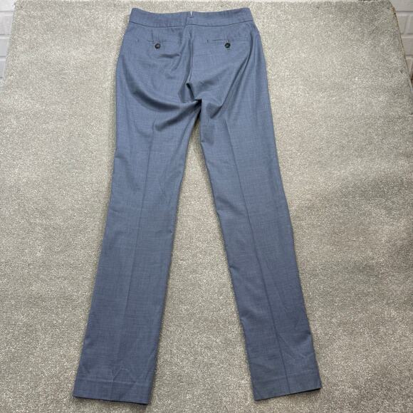 Theory Denim Melange Wool Trousers Blue Gray Work Pants Sz 2 Tall Stretch Office - Picture 2 of 9